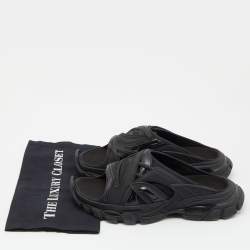 Pre Owned Balenicaga Black Neoprene and Leather Track Slide Sandals Size 40