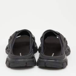 Pre Owned Balenicaga Black Neoprene and Leather Track Slide Sandals Size 40