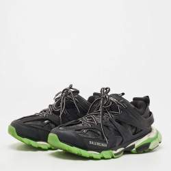 Balenciaga Black Mesh and Leather Track Sneakers Size 43