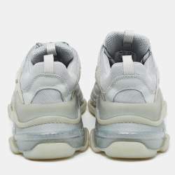 Pre Owned Balenciaga Grey Mesh And Leather Triple S Low Top Sneakers Size 39
