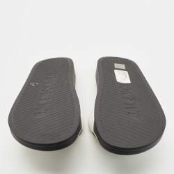 Pre Owned Balenciaga White Rubber Logo Slides Size 44