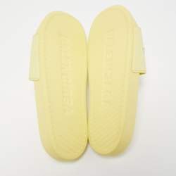 Pre Owned Balenciaga Light Yellow Rubber Logo Slides Size 44
