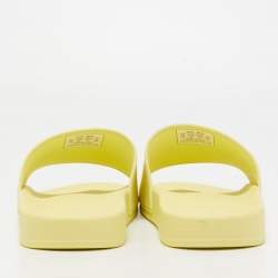 Pre Owned Balenciaga Light Yellow Rubber Logo Slides Size 44