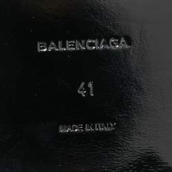 Balenciaga Black Leather Ceinture Buckle Detail Ankle Boots Size 41