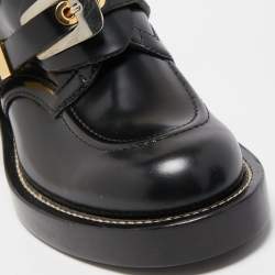 Balenciaga Black Leather Ceinture Buckle Detail Ankle Boots Size 41