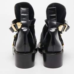 Balenciaga Black Leather Ceinture Buckle Detail Ankle Boots Size 41