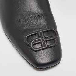 Balenciaga Black Leather Cosy BB Flat Mules Size 43 