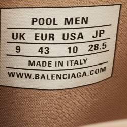 Pre Owned Balenciaga Beige Rubber Logo Pool Slides Size 43