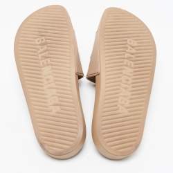 Pre Owned Balenciaga Beige Rubber Logo Pool Slides Size 43