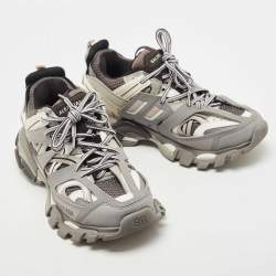 مملوكة مسبقًا Balenciaga Grey/White Mesh and Rubber Track Low Top Sneakers Size 39