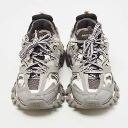 مملوكة مسبقًا Balenciaga Grey/White Mesh and Rubber Track Low Top Sneakers Size 39