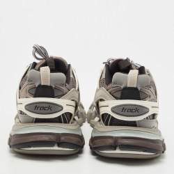مملوكة مسبقًا Balenciaga Grey/White Mesh and Rubber Track Low Top Sneakers Size 39