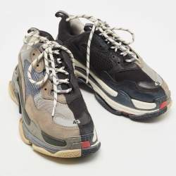 مملوكة مسبقًا Balenciaga Multicolour Nubuck Leather and Mesh Triple S Sneakers Size 43