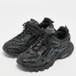 مملوكة مسبقًا Balenciaga Black Leather and Mesh Track 2 Sneakers Size 44