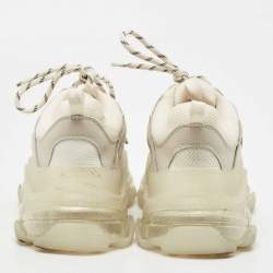 مملوكة مسبقًا Balenciaga White/Grey Leather, Mesh Triple S Clear Sneakers Size 40