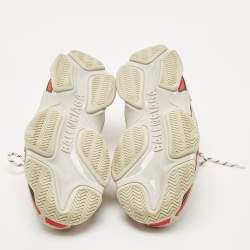 Balenciaga Red/Grey Mesh and Nubuck Triple S Low Top Sneakers Size 45