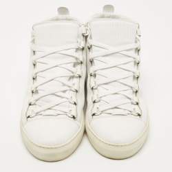 Balenciaga White Leather Arena High Top Sneakers Size 41