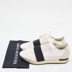 Balenciaga White Mesh,Suede and Leather Race Runner Sneakers Size 43