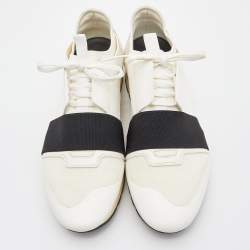 Balenciaga White Mesh,Suede and Leather Race Runner Sneakers Size 43