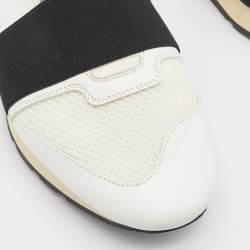 Balenciaga White Mesh,Suede and Leather Race Runner Sneakers Size 43