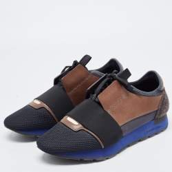 Pre Owned Balenciaga Multicolor Leather and Mesh Race Runner Sneakers Size 40