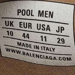 Pre Owned Balenciaga Beige Rubber Logo Pool Slides Size 44