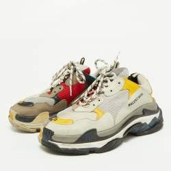 Balenciaga Multicolor Leather and Mesh Triple S Sneakers Size 43