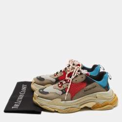 Balenciaga Multicolor Leather And Mesh Triple S Platform Sneakers Size 43