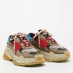 Balenciaga Multicolor Leather And Mesh Triple S Platform Sneakers Size 43