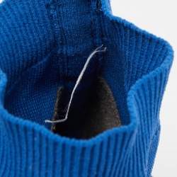 Pre Owned Balenciaga Blue Knit Fabric Speed Trainer High Top Sneakers Size 43