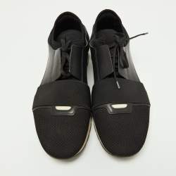 Pre Owned Balenciaga Black Leather and Mesh Race Runner Sneakers Size 44