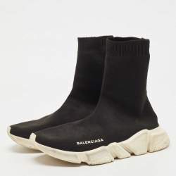 Balenciaga Black Knit Fabric Speed Trainer Sneakers Size 40