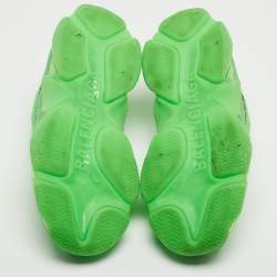 مملوكة مسبقًا Balenciaga Green Mesh and Leather Triple S Low Top Sneakers Size 37
