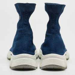 Pre Owned Balenciaga Blue Knit Fabric Speed Trainer Sneakers Size 43