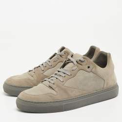 Pre Owned Balenciaga Grey Suede and Textured Leather Low Top Sneakers Size 40