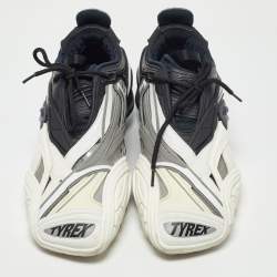Pre Owned Balenciaga Black/White Rubber and Faux Leather Tyrex Sneakers Size 44