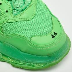 Pre Owned Balenciaga Green Mesh and Leather Triple S Clear Sneakers Size 44