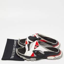Balenciaga Tricolor Rubber and Leather Track Slides Size 45