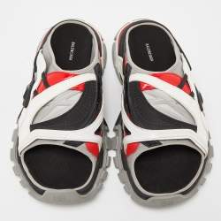 Balenciaga Tricolor Rubber and Leather Track Slides Size 45