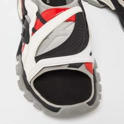 Balenciaga Tricolor Rubber and Leather Track Slides Size 45