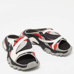 Balenciaga Tricolor Rubber and Leather Track Slides Size 45