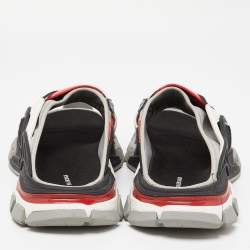Balenciaga Tricolor Rubber and Leather Track Slides Size 45