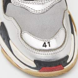 Pre Owned Balenciaga Multicolor Leather and Mesh Triple S Clear Sole Sneakers Size 41