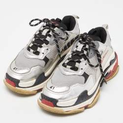 Pre Owned Balenciaga Multicolor Leather and Mesh Triple S Clear Sole Sneakers Size 41