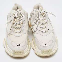Pre Owned Balenciaga Tricolor Mesh and Leather Triple S Sneakers Size 41