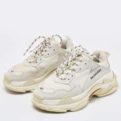Pre Owned Balenciaga Tricolor Mesh and Leather Triple S Sneakers Size 41