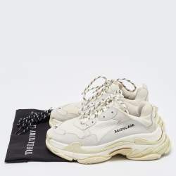 Pre Owned Balenciaga Tricolor Mesh and Leather Triple S Sneakers Size 41