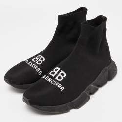 مملوكة مسبقًا حذاء رياضي بالنسياغا سبيد ترينر قماش تريكو أسود مقاس 39