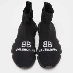 مملوكة مسبقًا حذاء رياضي بالنسياغا سبيد ترينر قماش تريكو أسود مقاس 39