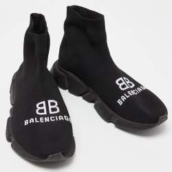 مملوكة مسبقًا حذاء رياضي بالنسياغا سبيد ترينر قماش تريكو أسود مقاس 39